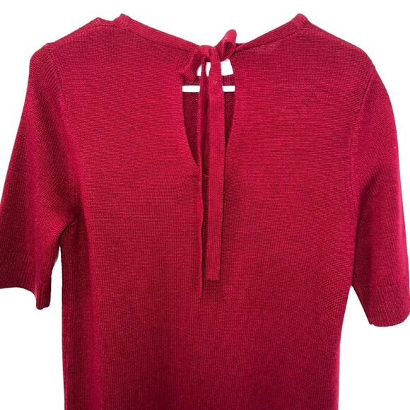 Theory 100% Cashmere Audrielle Red Knit Mini Sweater Dress Half Sleeve S - Picture 7 of 10